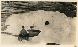 Image: Rock cave; where MacMillan party lived for four days, cut off from south by open